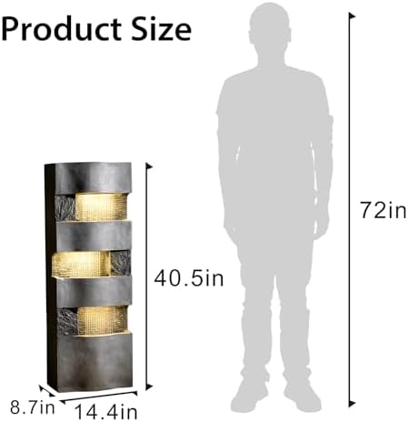 Bumilgar 405 Inch Tall Freestanding Garden Fountain with LED Lights
