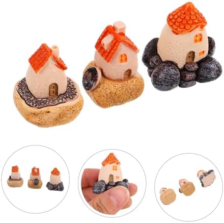 Zerodeko 3Pcs Miniature Garden House for Bonsai Terrarium Decor