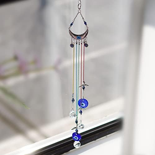 20 Inch Blue Evil Eye Suncatcher with Crystal Ball and Chakra Healing