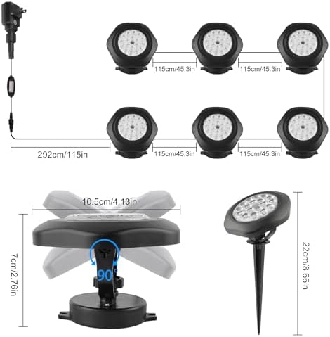 CREPOW RGBW Pond Lights Set of 6 with Remote Control