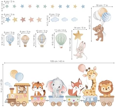 Wondever Jungle Animals Wall Stickers for Kids Room