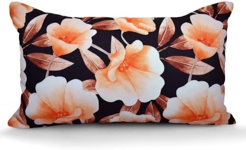 Indoor Outdoor Black Orange Print Throw Pillow with Removable Cover