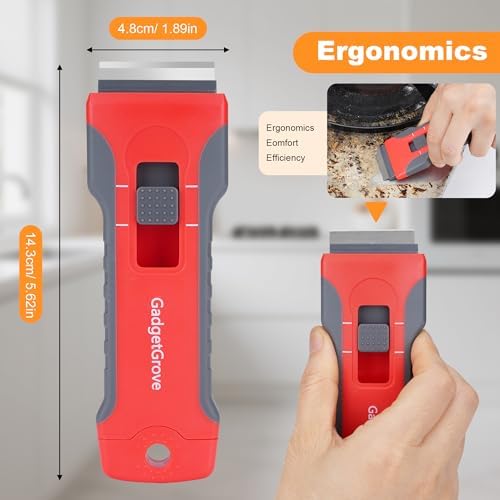 Upgraded Razor Blade Scraper with 10 Blades and 3 Wire Brushes Gray