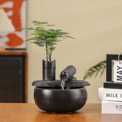 Ceramic Tabletop Fountain Black Bamboo A151