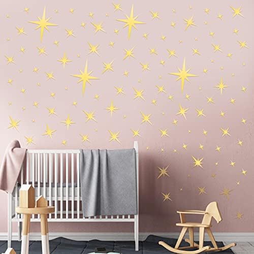 Zonon 82 Piece 3D Acrylic Mirror Wall Sticker Set Gold