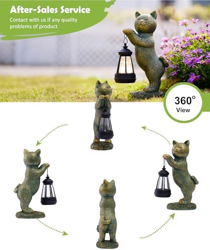 Nacome Solar Cat Outdoor Statue Garden Decor
