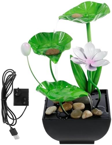 Water Lily Tabletop Fountain with 3 Tiers and Built in Pump