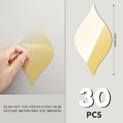 Weysat 30 Pcs 3D Teardrop Mirror Wall Stickers