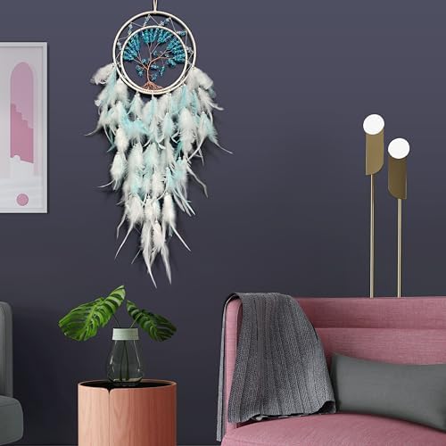 Handmade Blue Dream Catcher for Bedroom Adult Wall Decor