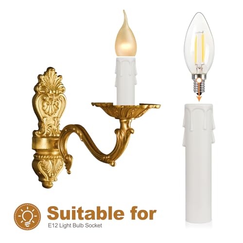 PATIKIL 35 Inch Candle Socket Covers 6Pcs White E12 Chandelier Sleeves