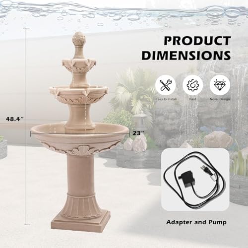 GIODIR 484 Inch 3 Tiered Resin Fountain with Pineapple Top