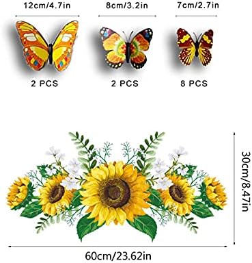 SPRT 3D Sunflower Wall Sticker Set with Butterfly Decals