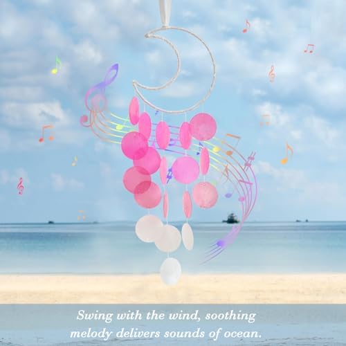 Pretty Jolly Small Outdoor Moon Dream Catcher Wind Chimes Pink