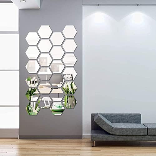 Shappy 24 Piece Hexagon Mirror Wall Sticker