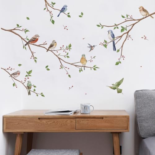 Runtoo Colorful Watercolor Birds Wall Stickers