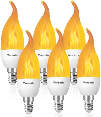 Morsatie Flame LED Bulbs 3 Mode Flickering 6 Pack