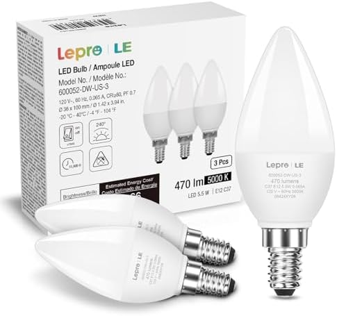 Lepro E12 LED Candelabra Bulbs 3 Pack Daylight White