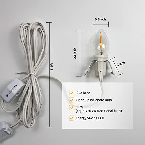 2 Pack C7 LED Light Bulb with Accessory Cord