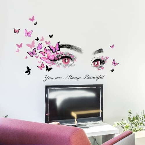 Beautiful Eyelash Butterfly Wall Stickers for Bedroom Decor