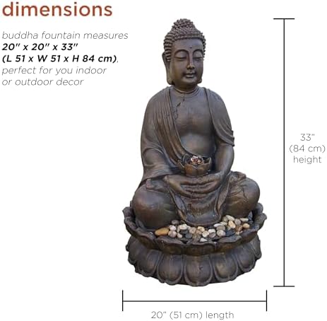 Alpine Corporation GEM122 33 Inch Bronze Buddha Fountain Statue