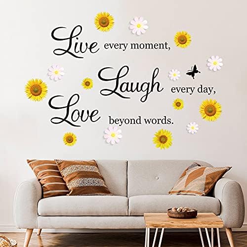 Nspirational Quotes Wall Stickers with Sunflower and Daisy Designs