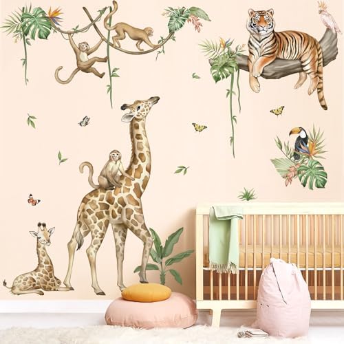 Wondever Large Jungle Animal Wall Stickers for Kids Room