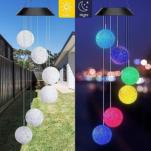 Color Changing Solar Wind Chime with Crystal Balls