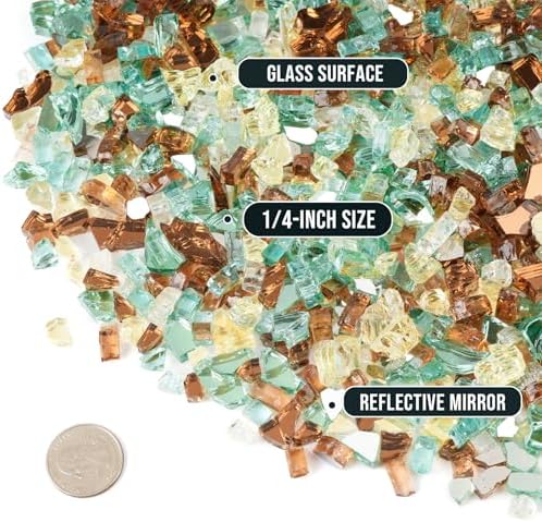 Skyflame 10-Pound Blended Fire Glass for Fire Pit and Fireplace