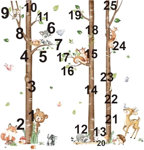 Decalmile Large Birch Tree Animals Wall Decals