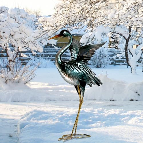 Chisheen Crane Garden Statue Metal Heron Outdoor Decor