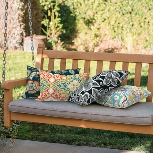 Melody Elephant Geometric Orange Lumbar Pillow 12x20 Inch Pack of 2