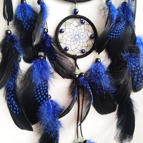 Blue and Black Dream Catcher Wall Decor with Luminous Beads