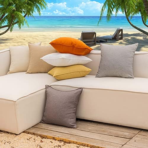 Home Brilliant Waterproof Linen Throw Pillow Covers Set of 4 Black