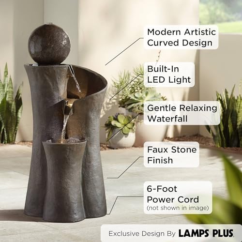 John Timberland Sphere Curve 39 12 High Indoor Outdoor Fountain