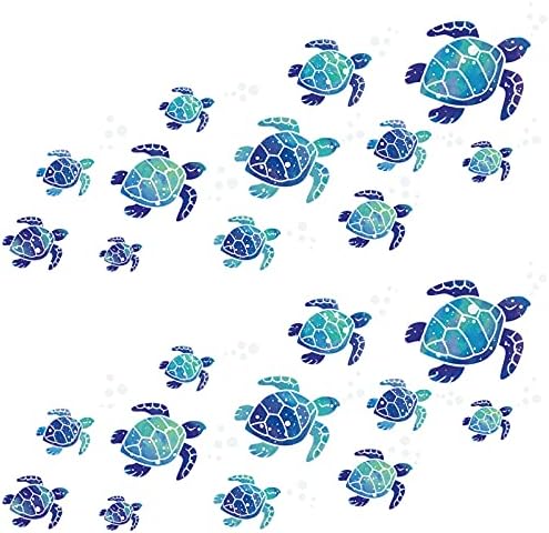 Zonon Sea Turtle Wall Decals Waterproof 24pcs Blue