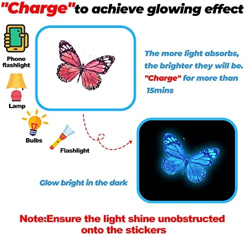 Glow Butterfly Wall Decor Stickers 58Pcs
