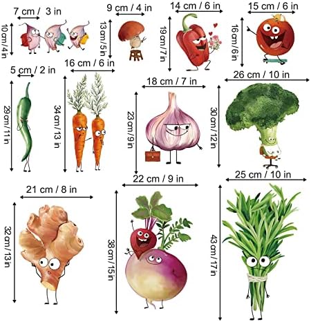 Wondever Kitchen Wall Decals Cartoon Vegetables Peel and Stick Art