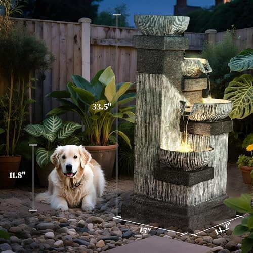 Outsunny 335 Inch Tall Freestanding Water Fountain with LED Lights