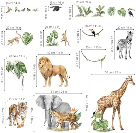Decalmile XXL Safari Animals Wall Stickers