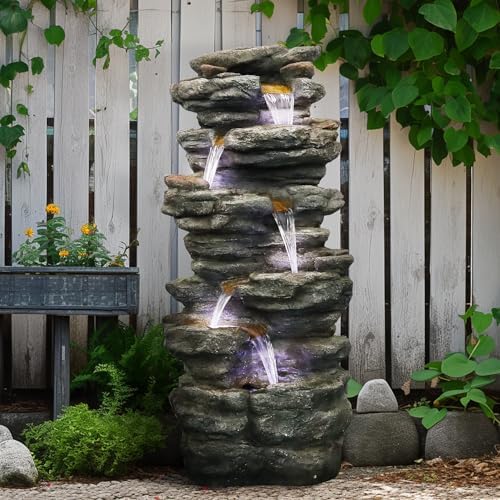 SunJet 40 Inch 6-Tier Water Fountain with LED Lights