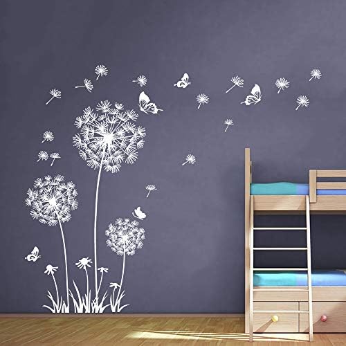 Runtoo White Dandelion Art Stickers for Home Decor