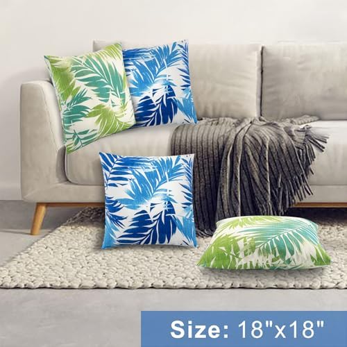 JMGBird 18x18 Inch Waterproof Outdoor Lumbar Pillows Pack of 2