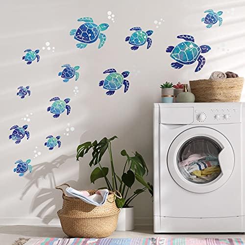 Zonon Sea Turtle Wall Decals Waterproof 24pcs Blue