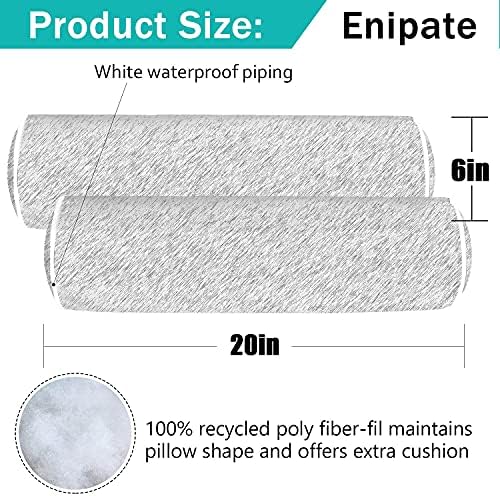 Enipate Set of 2 Weather Resistant Outdoor Indoor Bolster Pillows