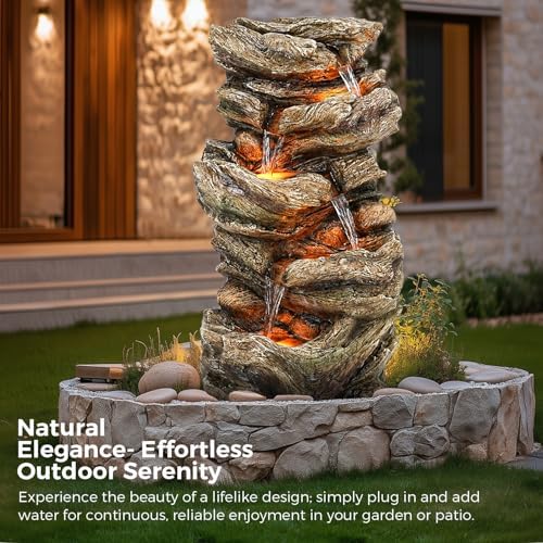 32 Inch 5-Tiers Water Fountain with LED Lights