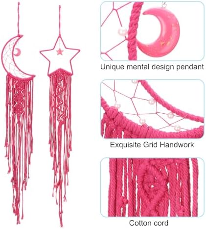 PATIKIL Moon Star Dream Catcher Wall Hanging Red