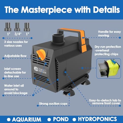 AquaMiracle 1200GPH Submersible Pond Pump with Flow Control