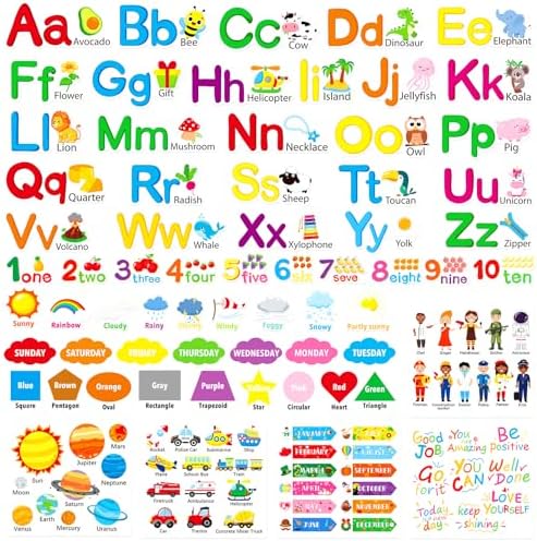 Alphabet Wall Decals for Kids Room - 12 Sheets DIY Stickers