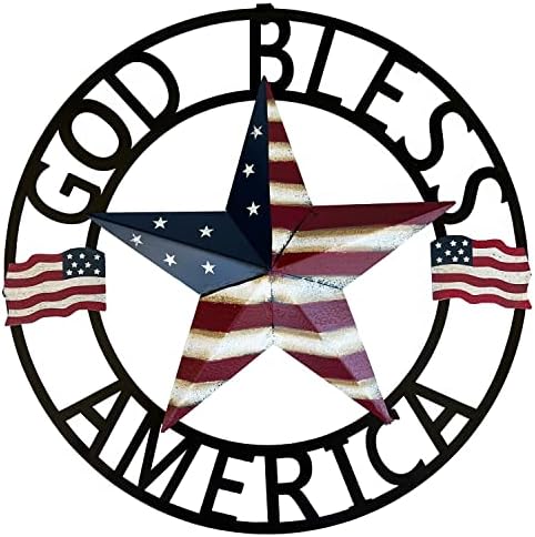 SAGUZOU God Bless America Metal Star Wall Decor