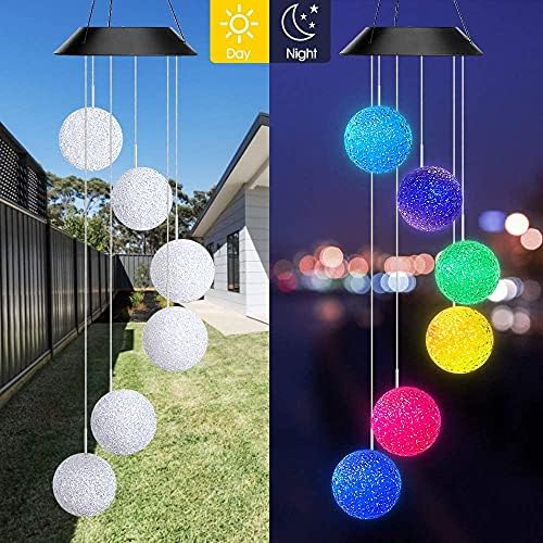Color Changing Solar Wind Chime with Crystal Balls